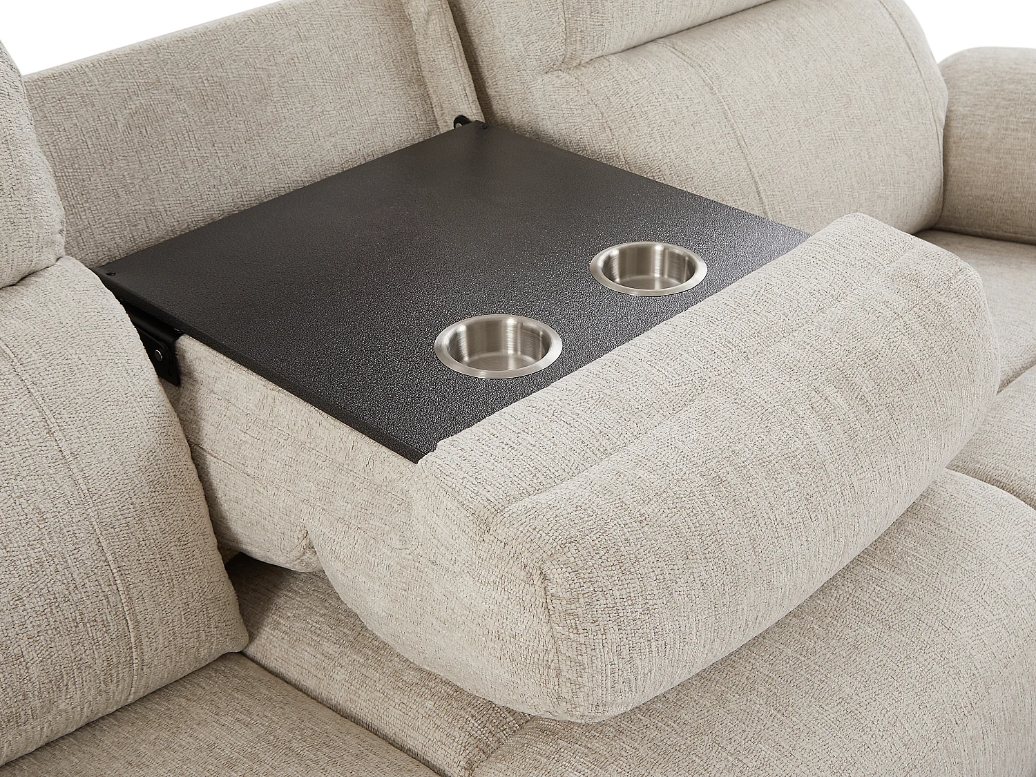 3-seters sofa, 2-seters sofa og elektrisk relax-lenestol i beige melert stoff KELUNO