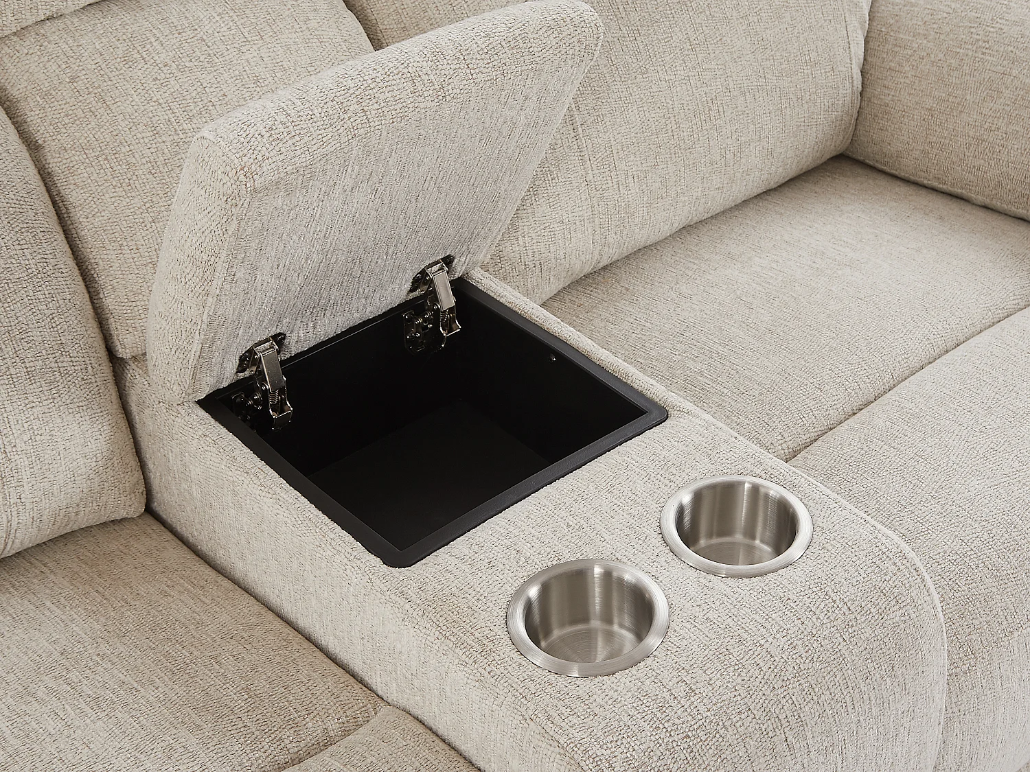 3-seters sofa, 2-seters sofa og elektrisk relax-lenestol i beige melert stoff KELUNO