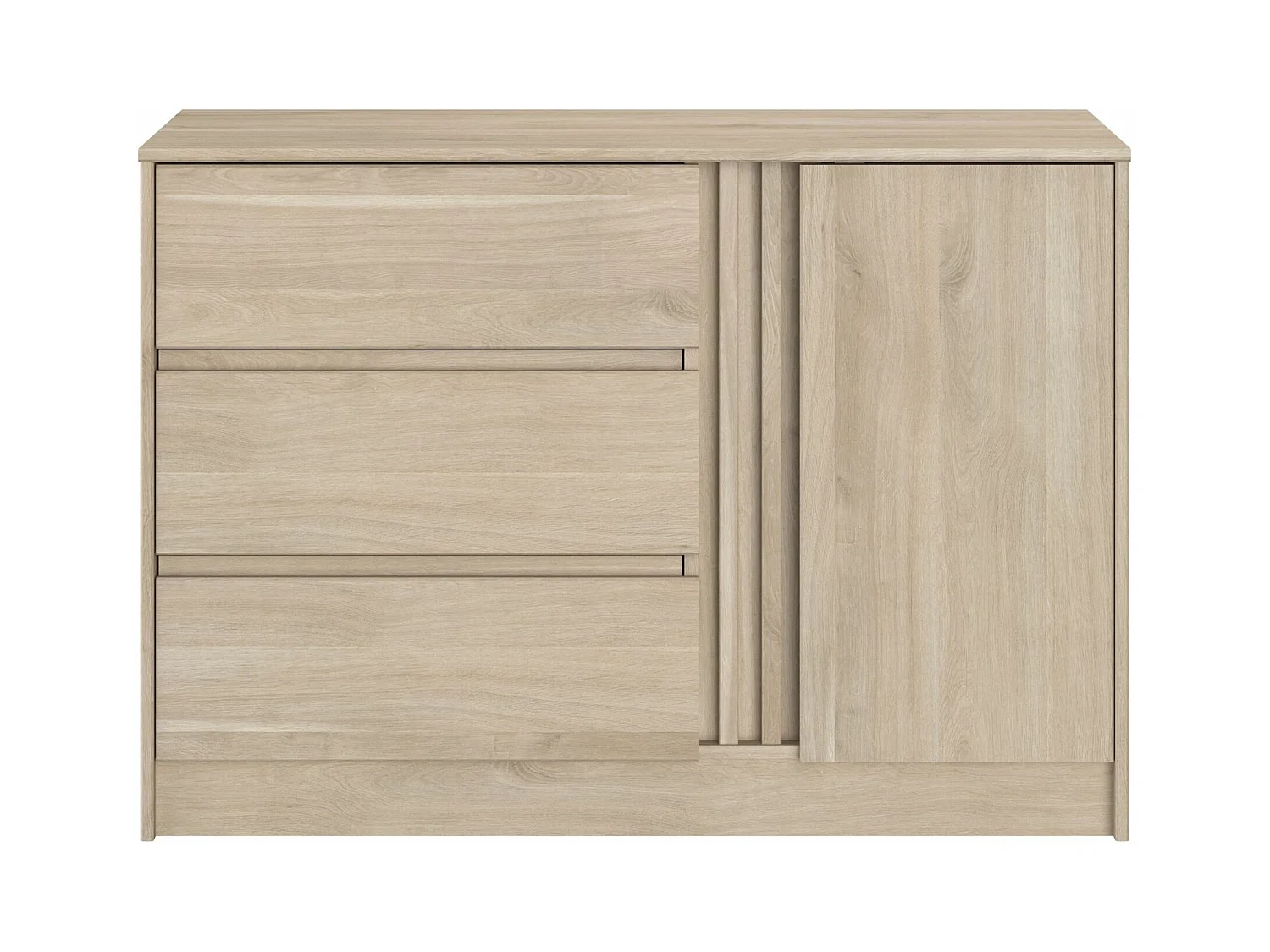 Commode 3 tiroirs 1 porte bois naturel CLEM - CLEM