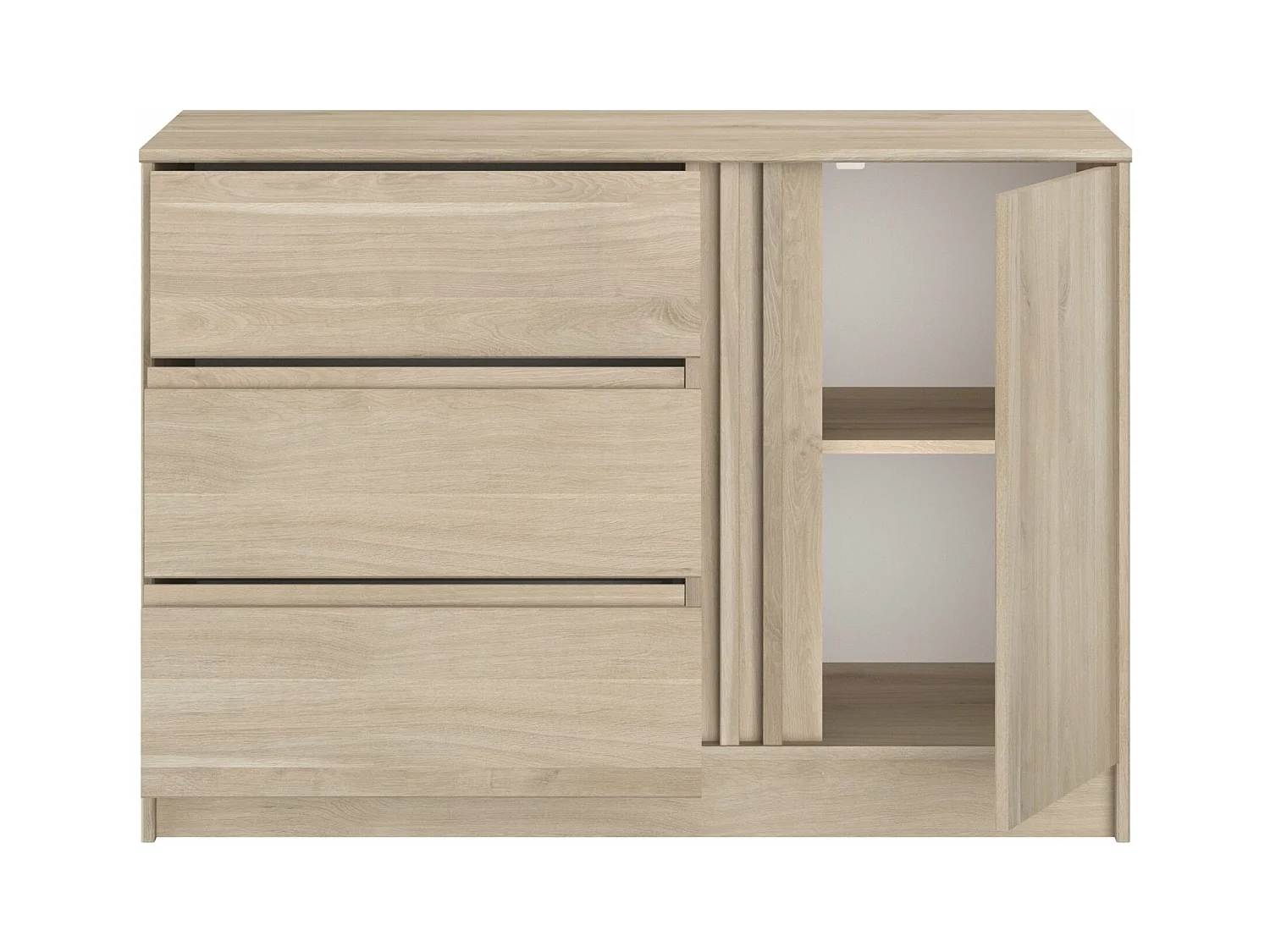Commode 3 tiroirs 1 porte bois naturel CLEM - CLEM