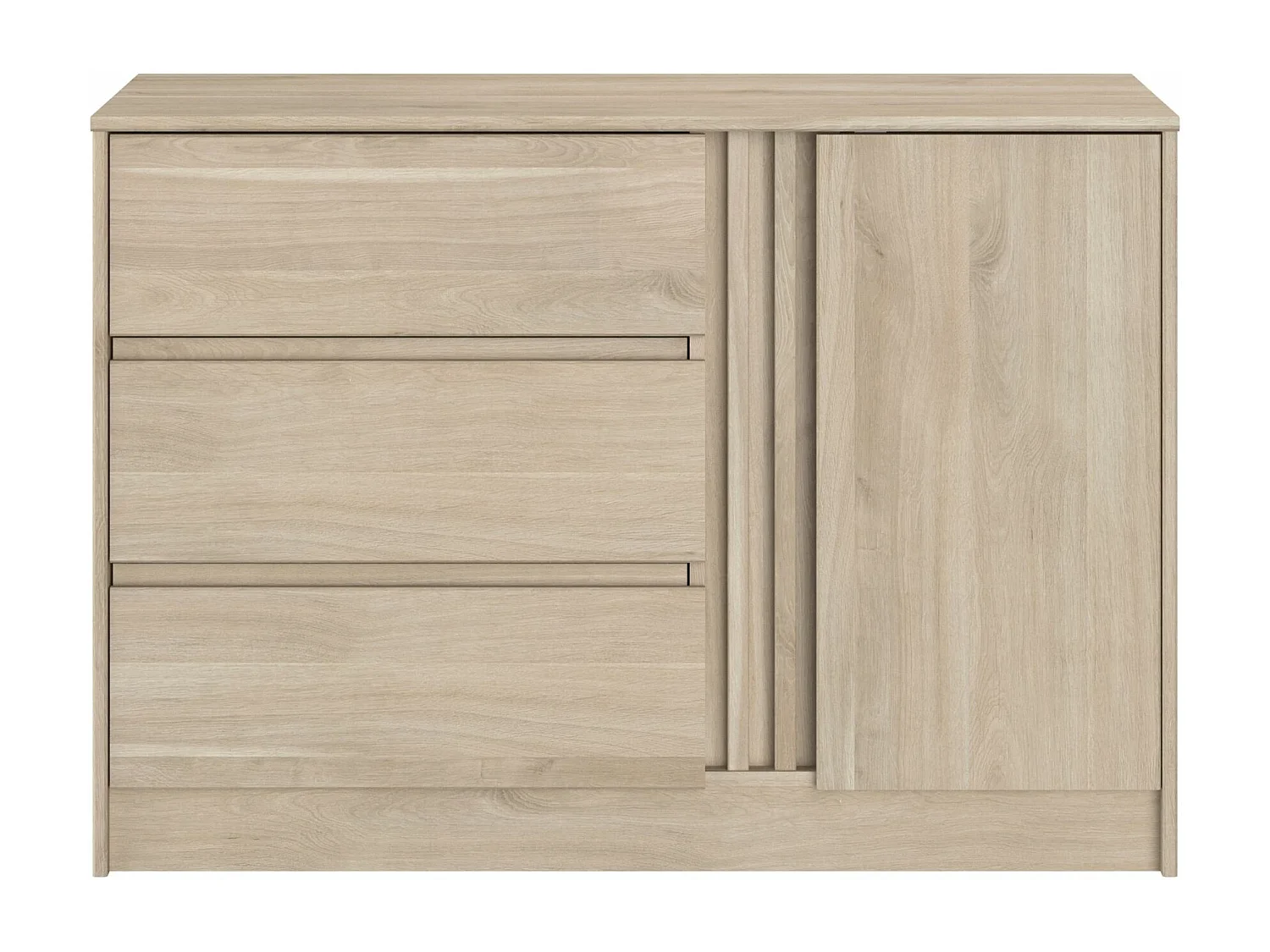 Commode 3 tiroirs 1 porte bois naturel CLEM - CLEM