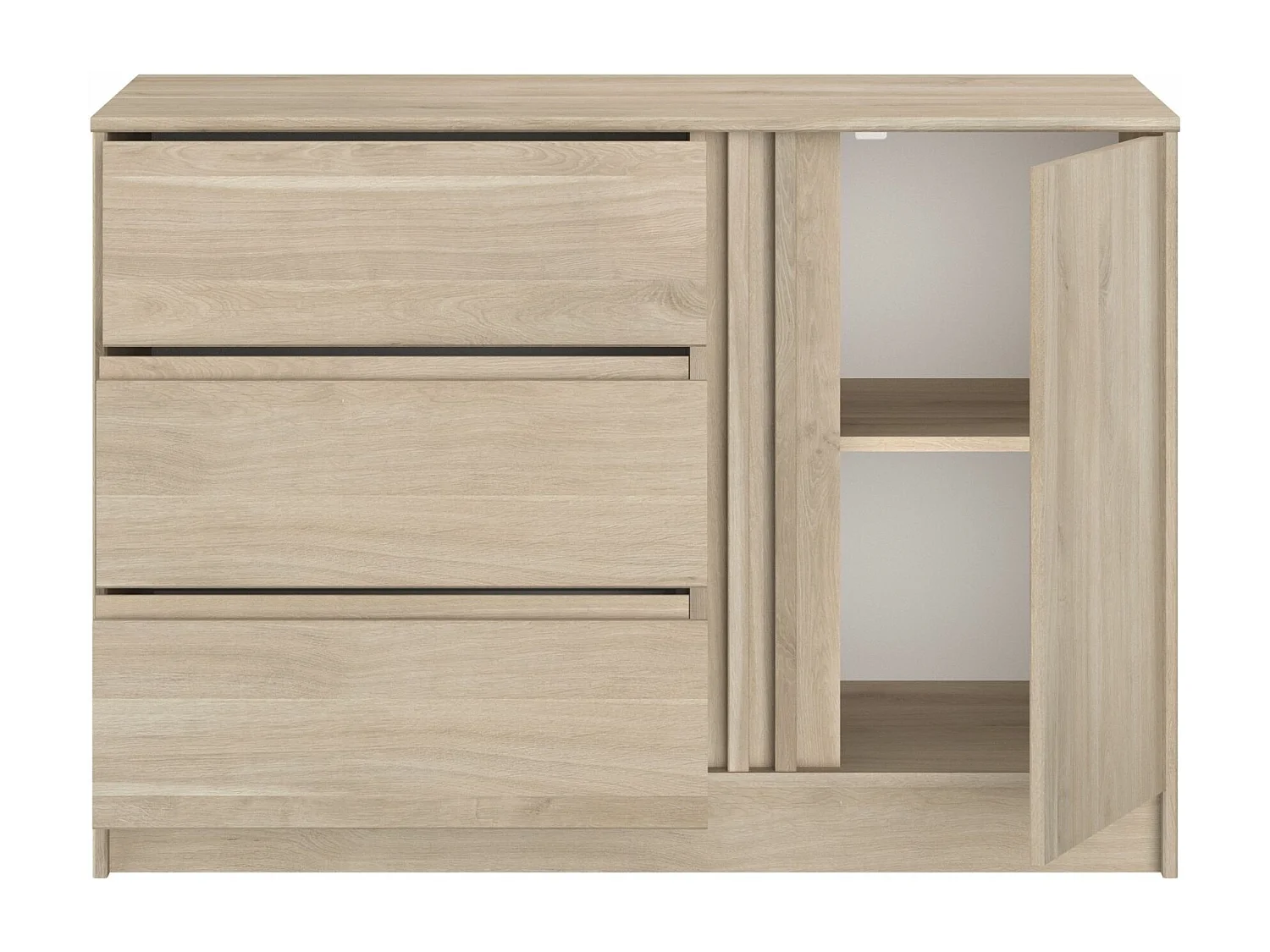 Commode 3 tiroirs 1 porte bois naturel CLEM - CLEM