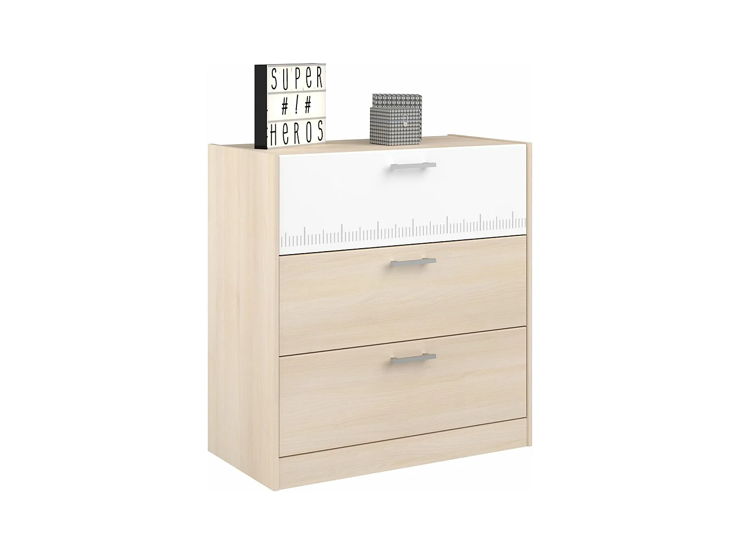 Commode avec 3 tiroirs bicolore PIA