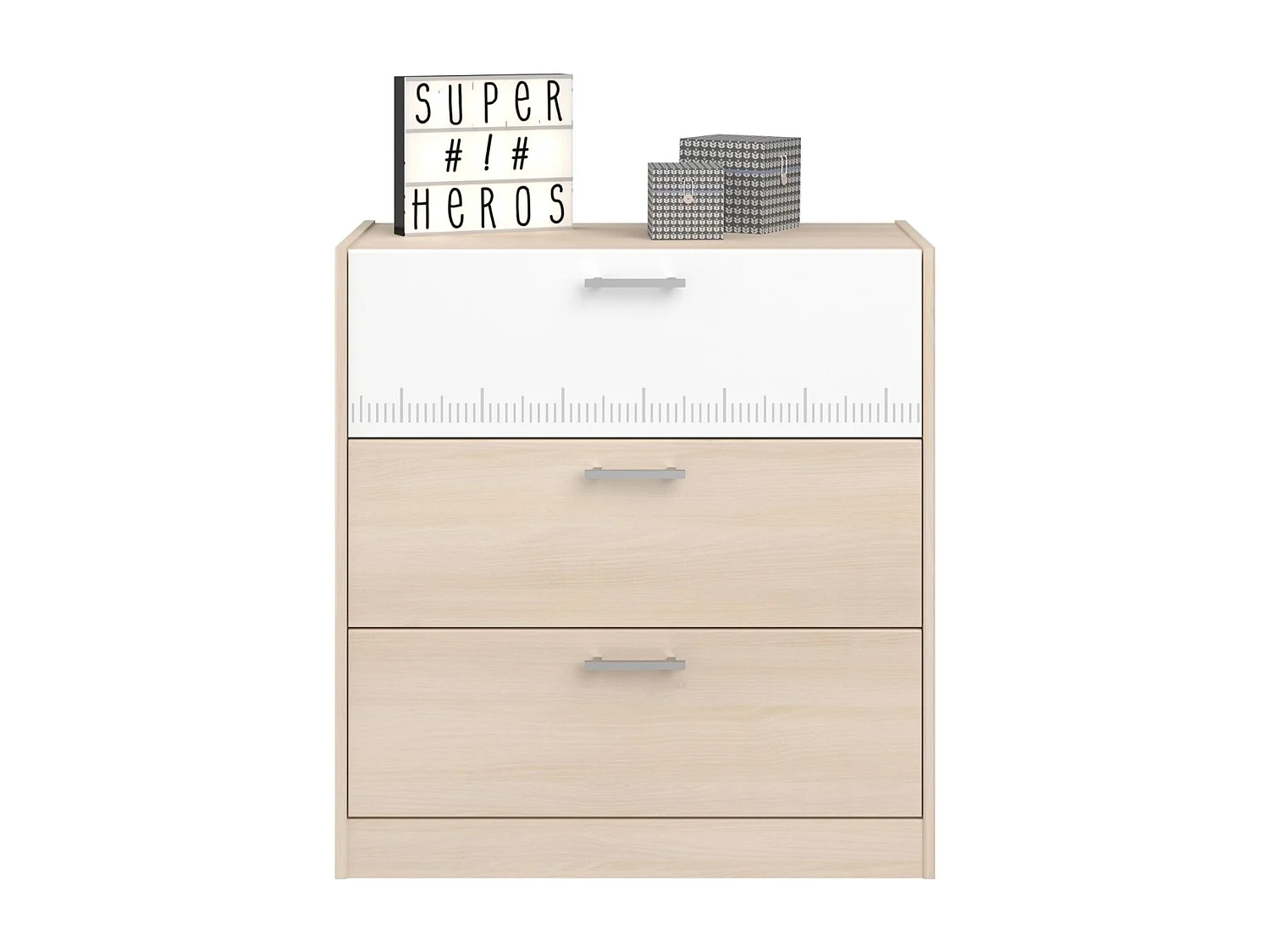 Commode avec 3 tiroirs bicolore PIA