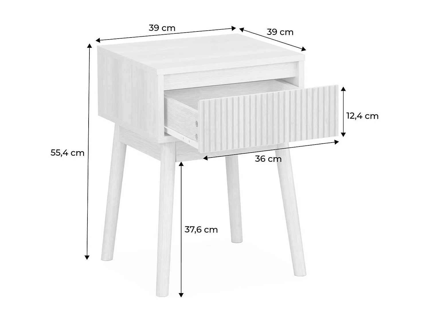 Mesita de noche con efecto madera, 1 cajón nogal