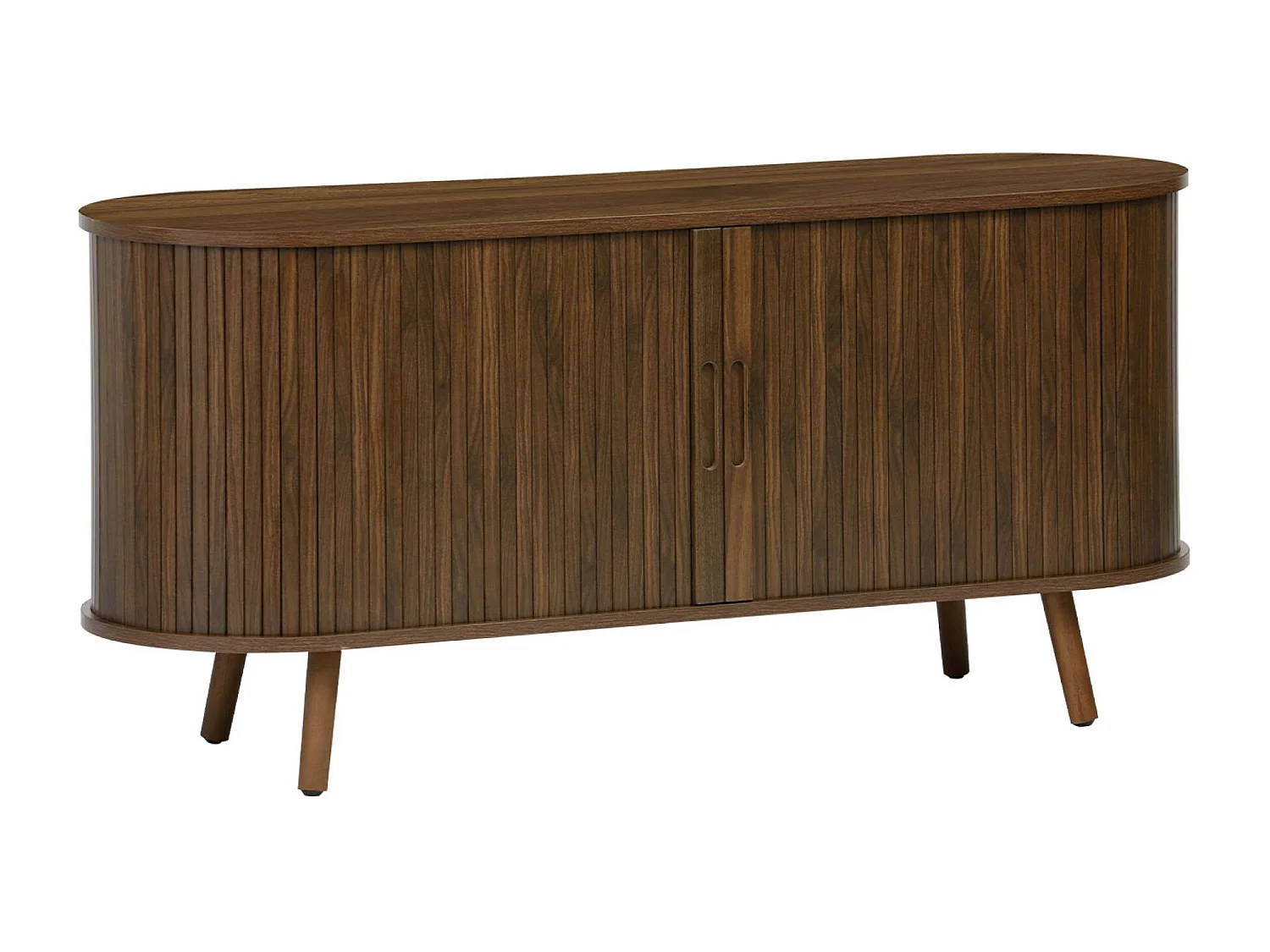 Mueble tv escandinavo con 2 puertas correderas acanaladas efecto