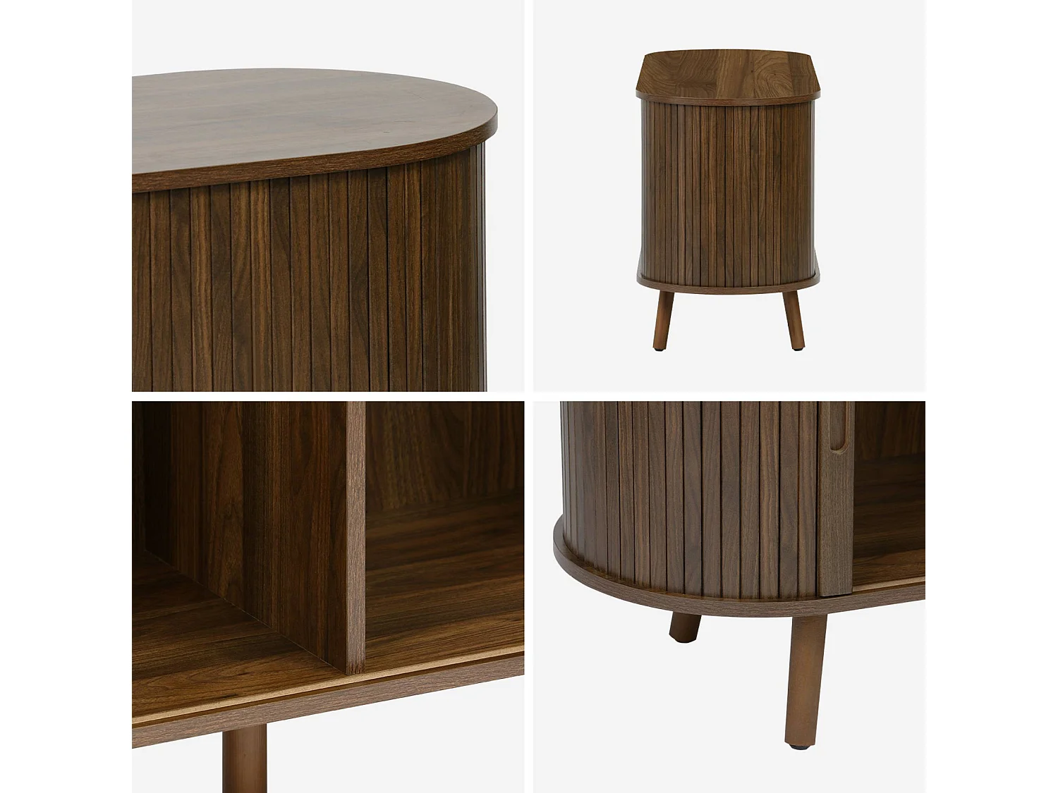 Mueble tv escandinavo con 2 puertas correderas acanaladas efecto