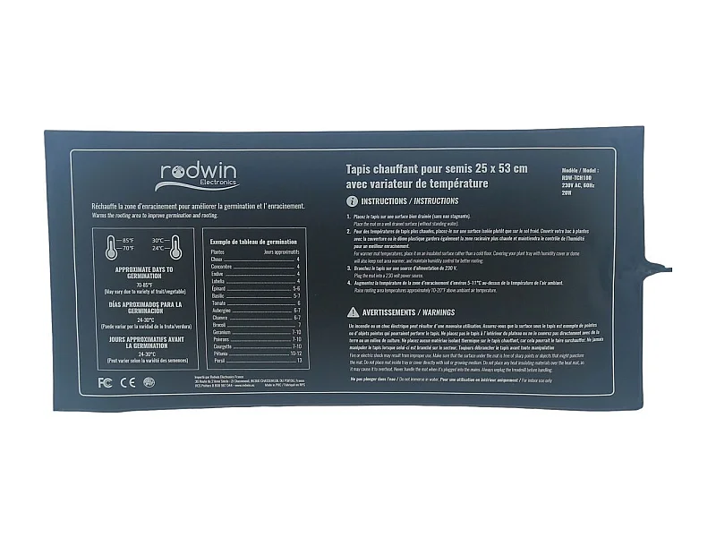 Tapis chauffant 20W avec variateur