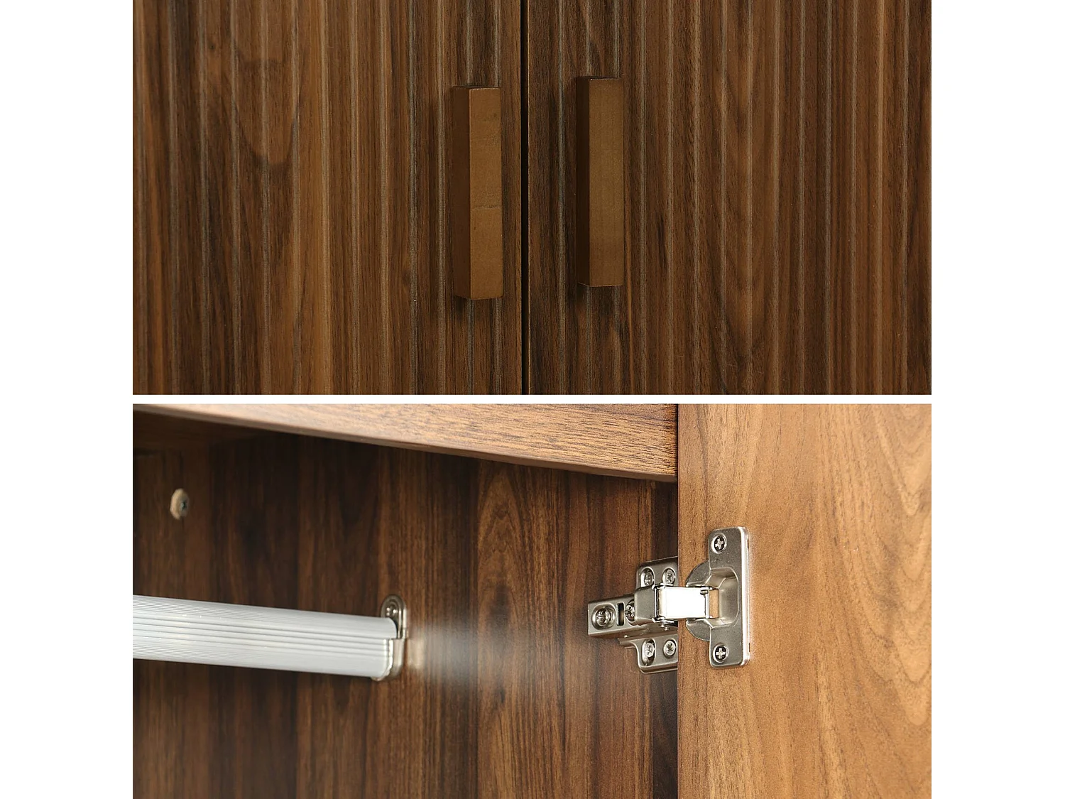 Dressing. armoire. 2 portes avec penderie et rangements LINEAR noyer. panneaux stratifiés et pied en bois de sapin L 80 x P 48 x H 180cm