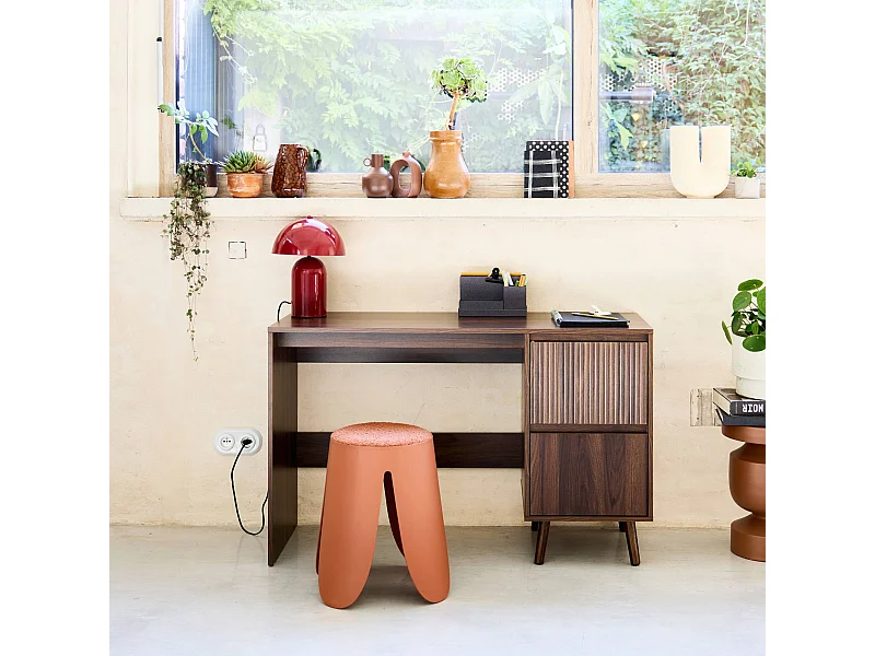 Bureau avec 2 tiroirs noyer LINEAR L 120 x P 48 x H 75cm