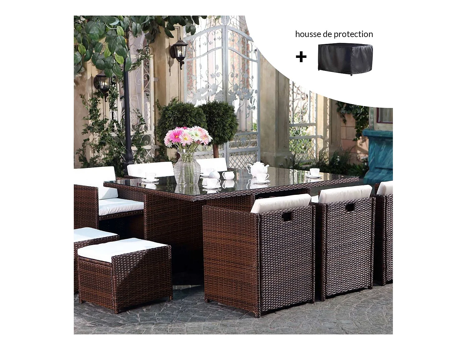 Miami 10 marron-blanc + housse de protection MIAMI