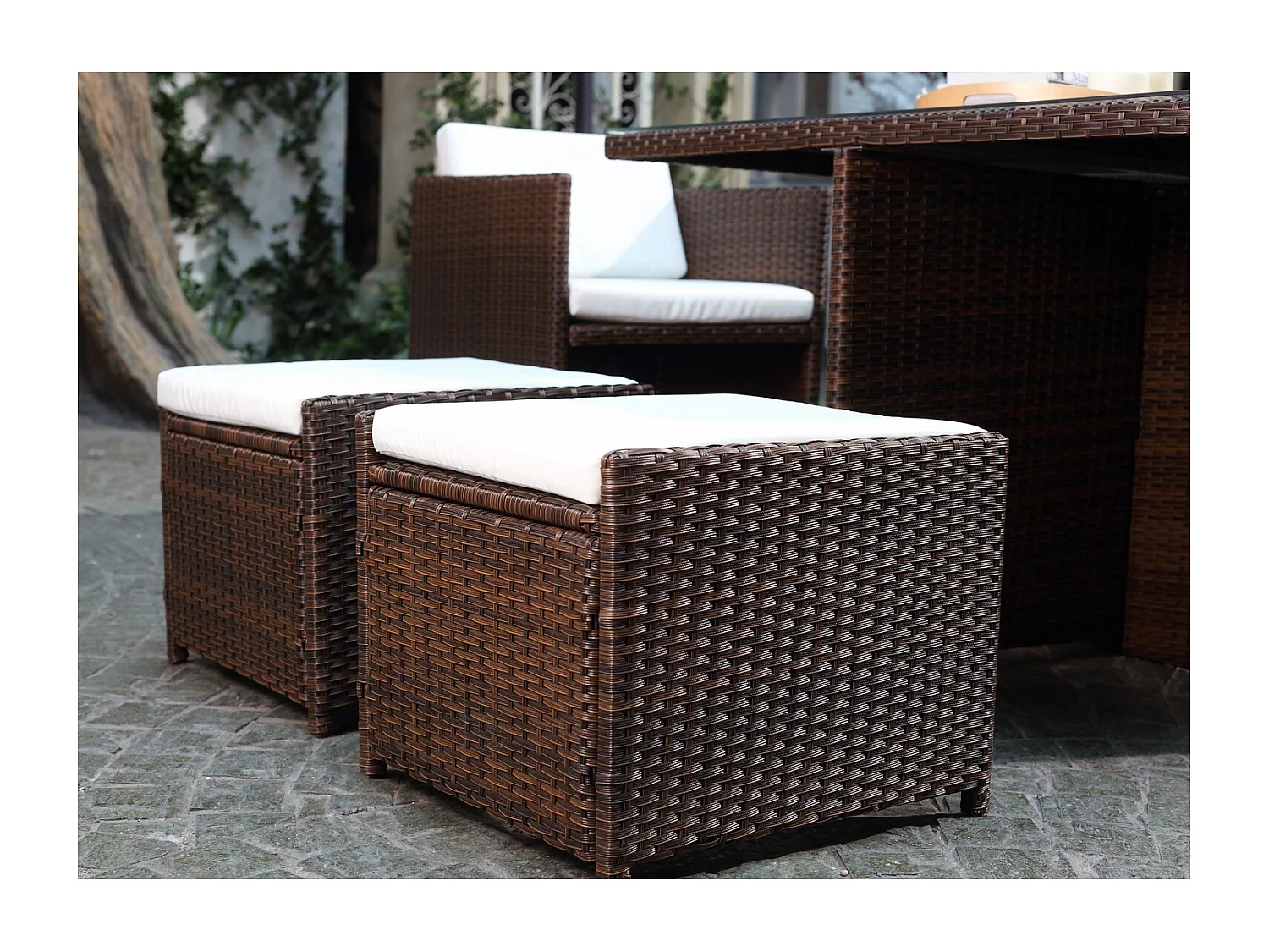 Loungeset Miami 10 Bruin/Wit + Beschermhoes