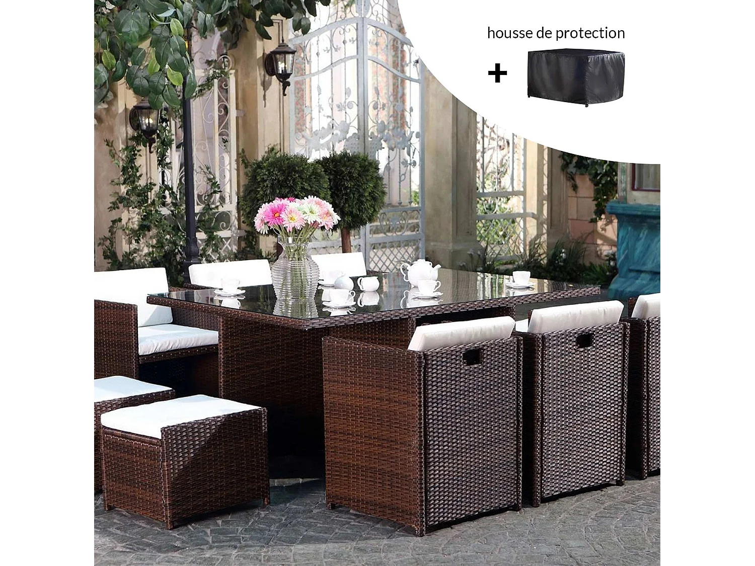 Miami 10 marron-blanc + housse de protection MIAMI