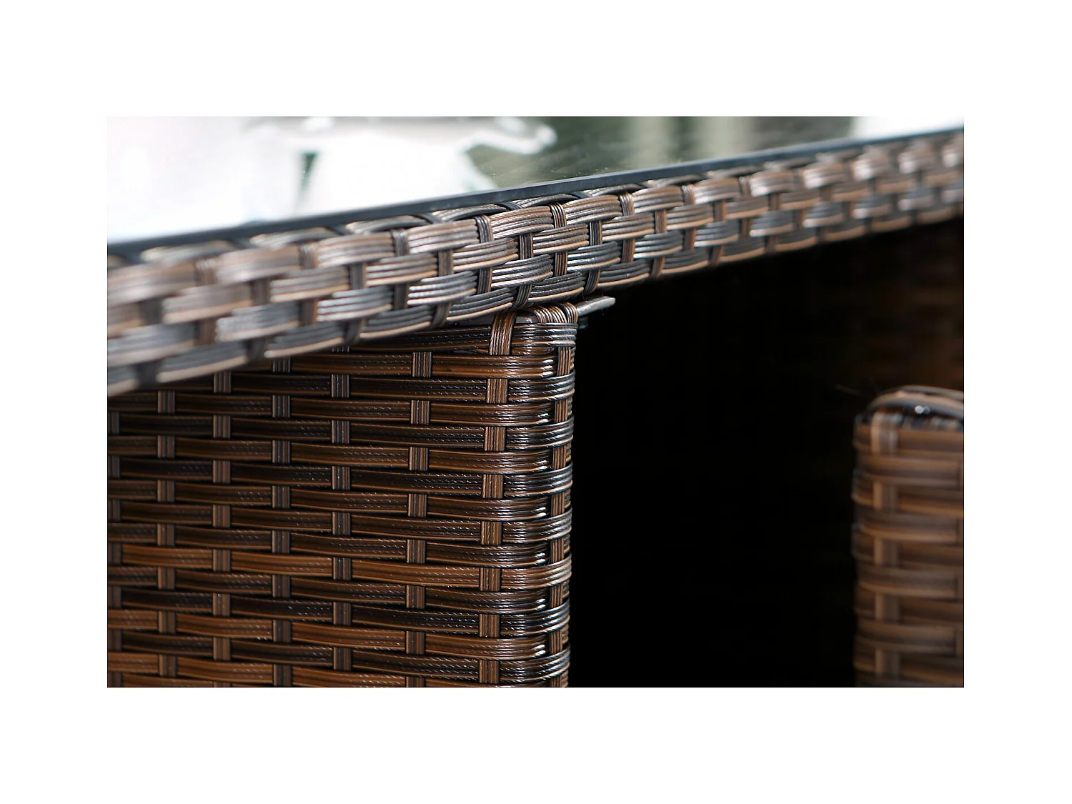 Conjunto de jardín Miami 6 Marrón/Blanco + Funda de Protección Ratán Estructura Metálica