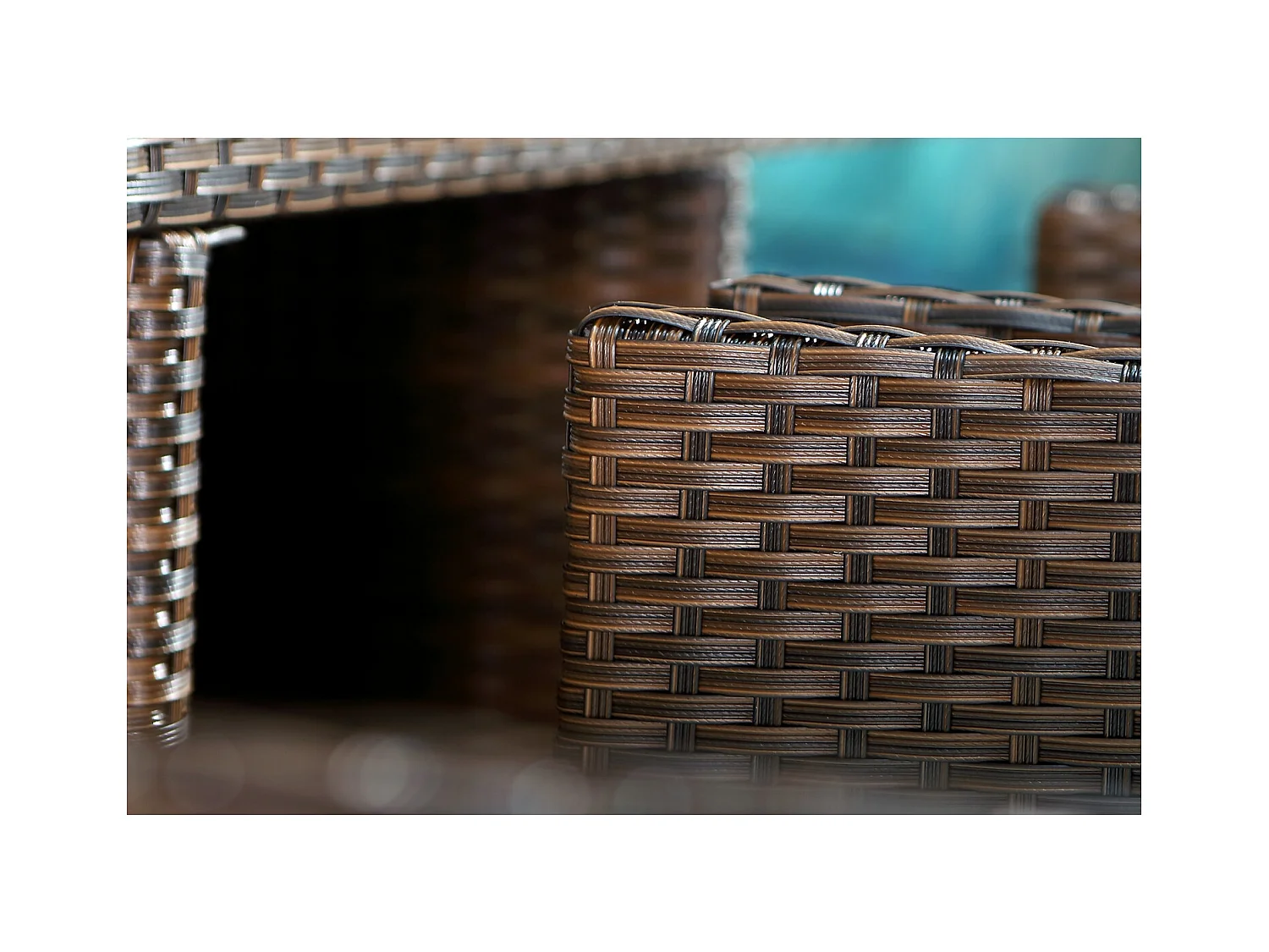 Conjunto de jardín Miami 6 Marrón/Blanco + Funda de Protección Ratán Estructura Metálica