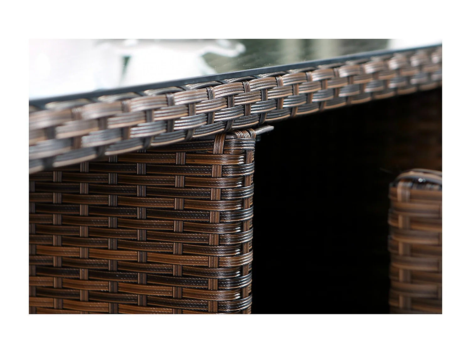 Conjunto de jardín Miami 6 Marrón/Blanco + Funda de Protección Ratán Estructura Metálica
