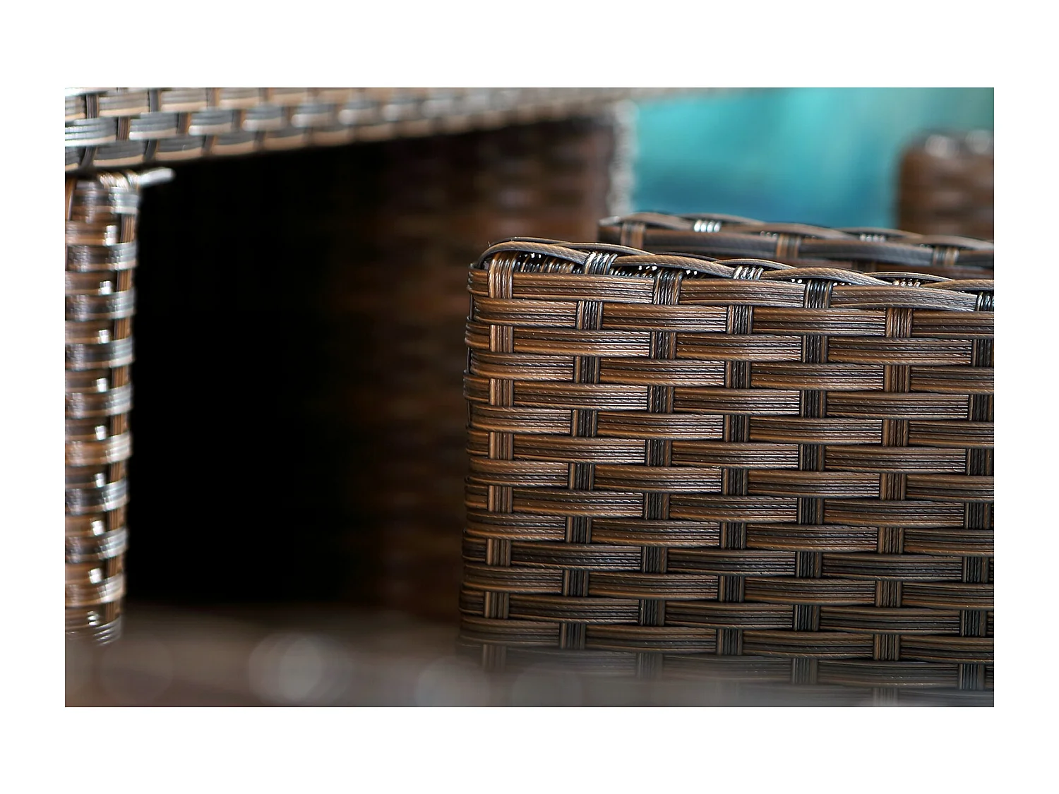 Conjunto de jardín Miami 6 Marrón/Blanco + Funda de Protección Ratán Estructura Metálica