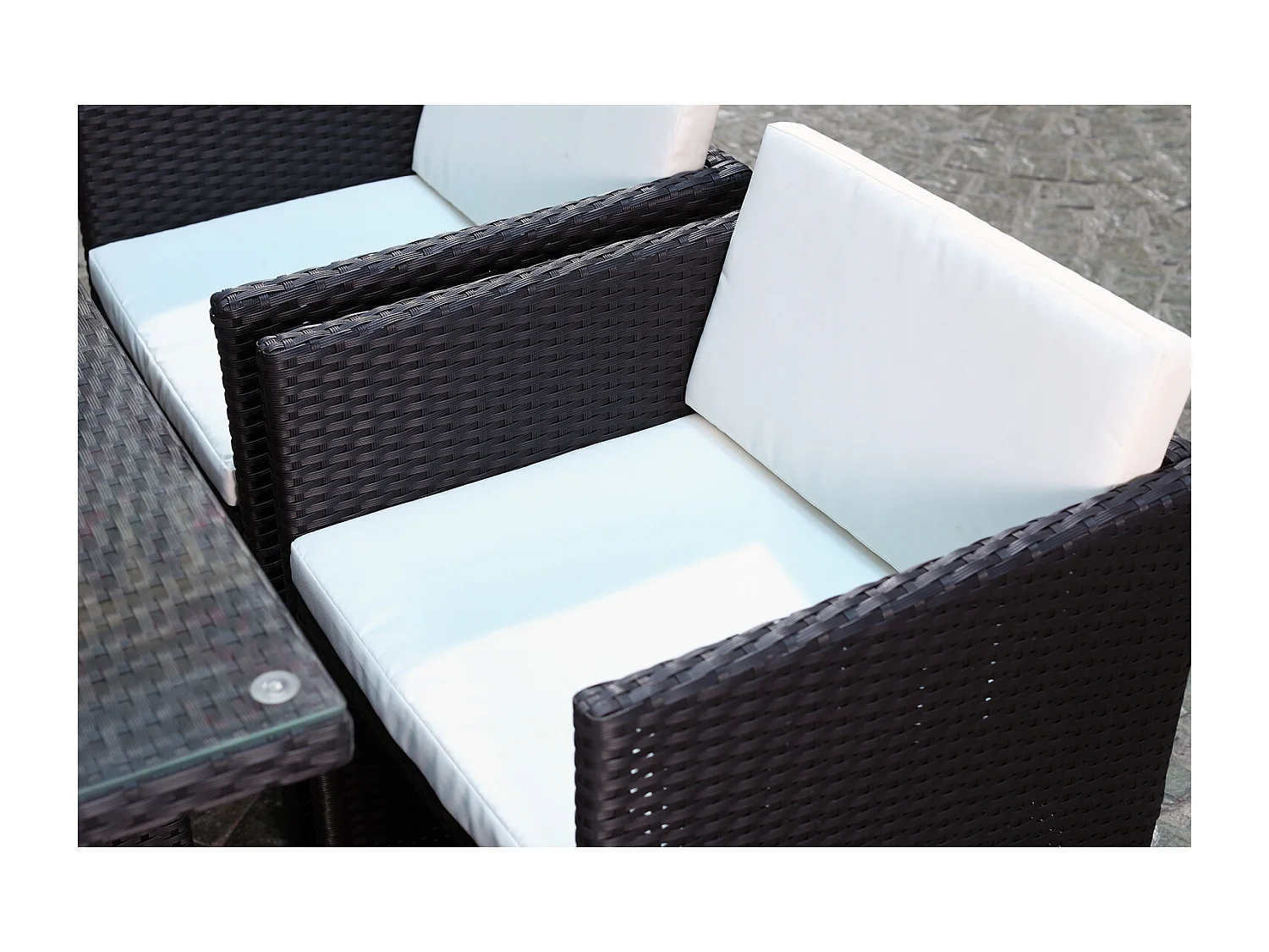 Loungeset Miami 6 zwart/wit + beschermhoes