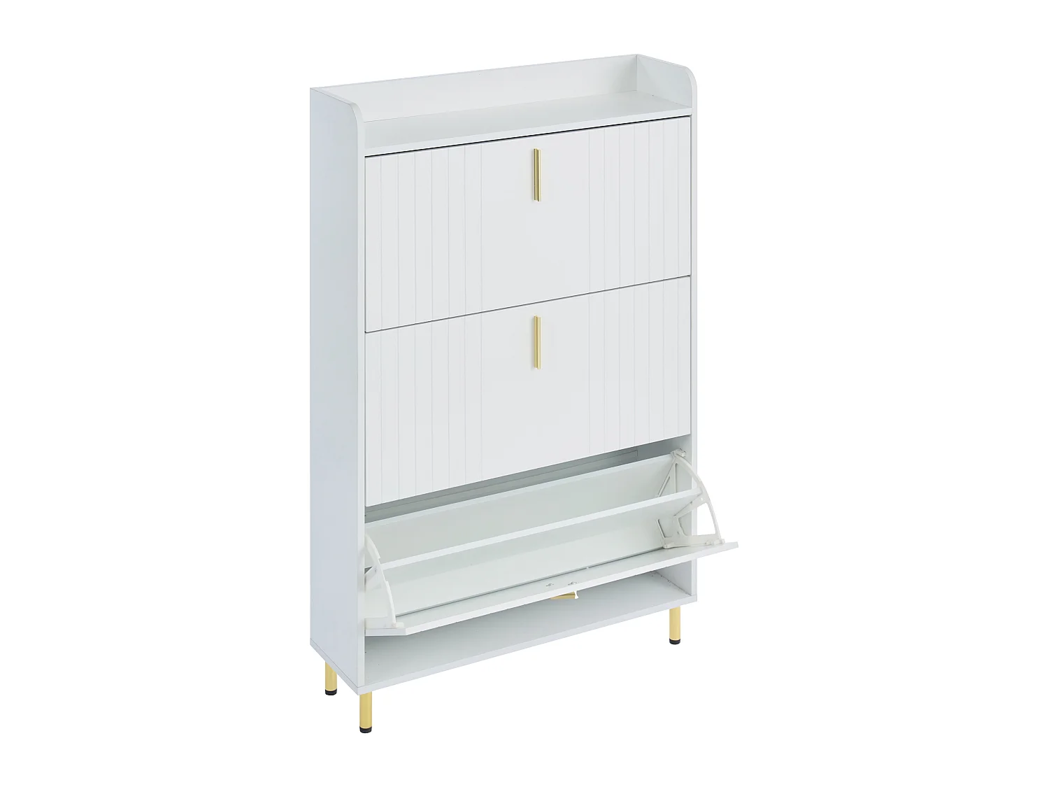 Meuble à chaussures 80x23,5x123,5 cm - avec 3 abattants - avec 6 compartiments réglables - blanc