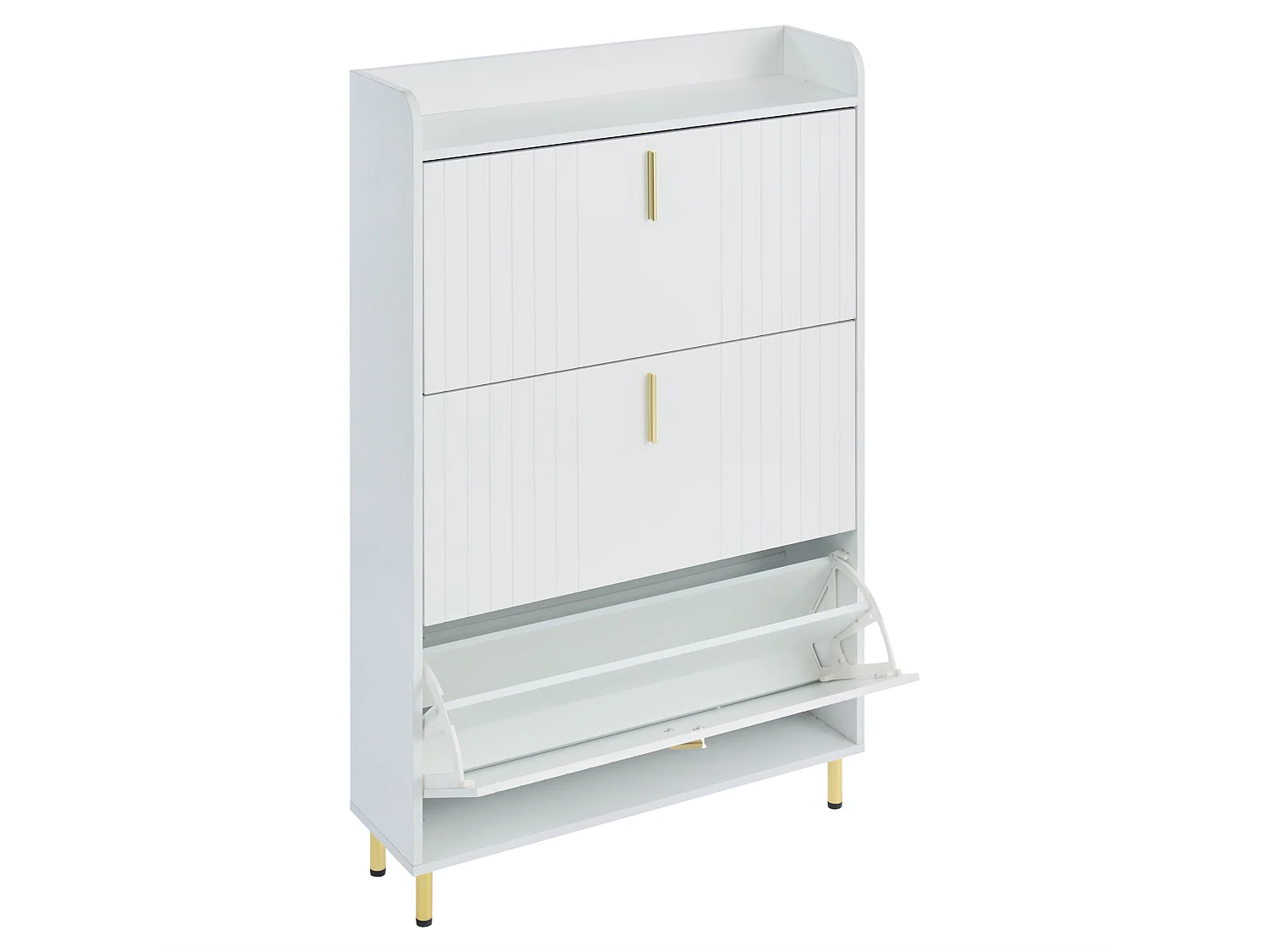 Schoenmeubel 80x23,5x123,5 cm - met 3 kleppen - met 6 verstelbare vakken - wit