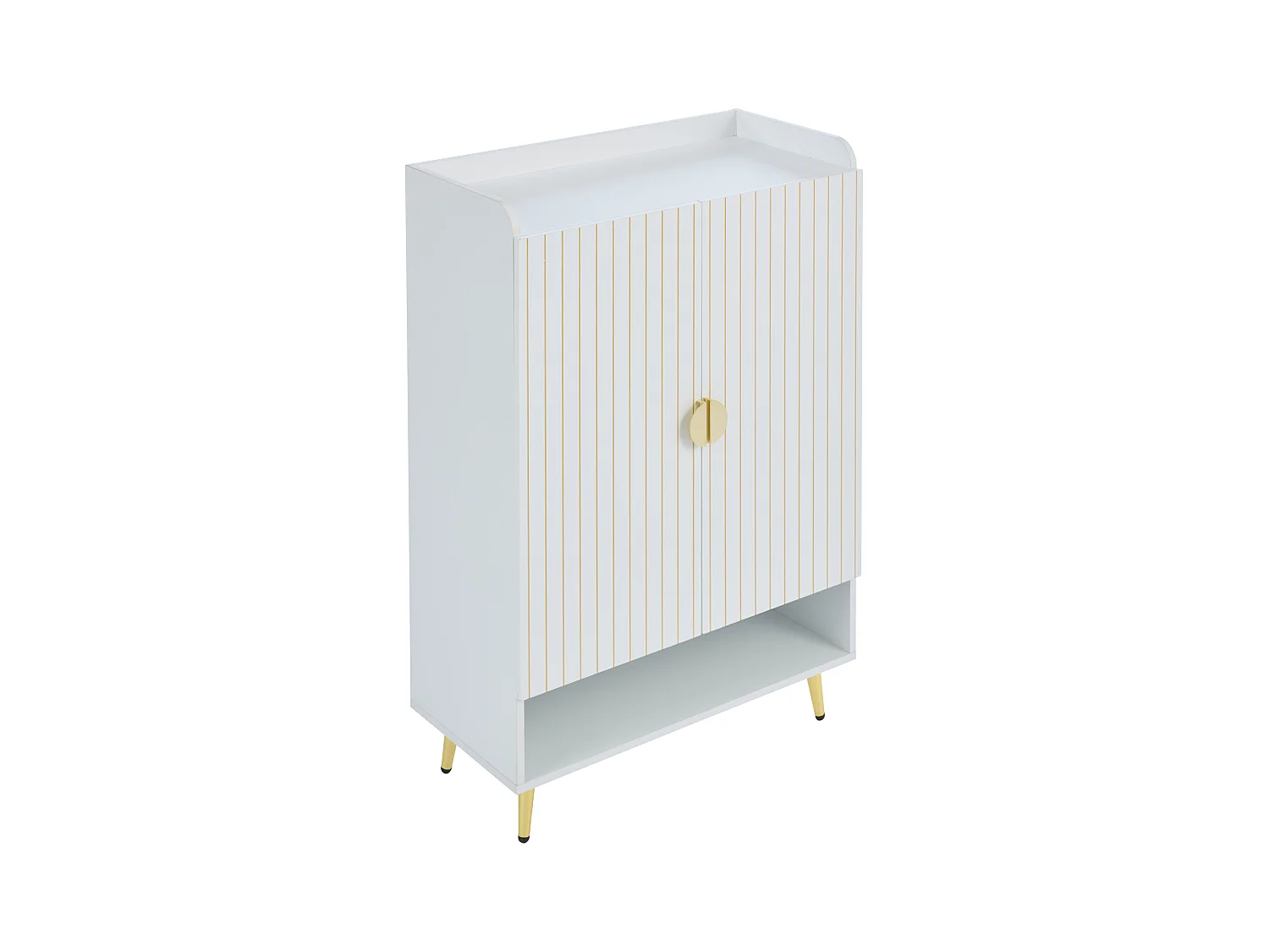 Meuble à chaussures 75 x 37 x 110 cm - Étagère à chaussures 3 niveaux - Tiroir inférieur ouvert - Avec 2 portes - Blanc