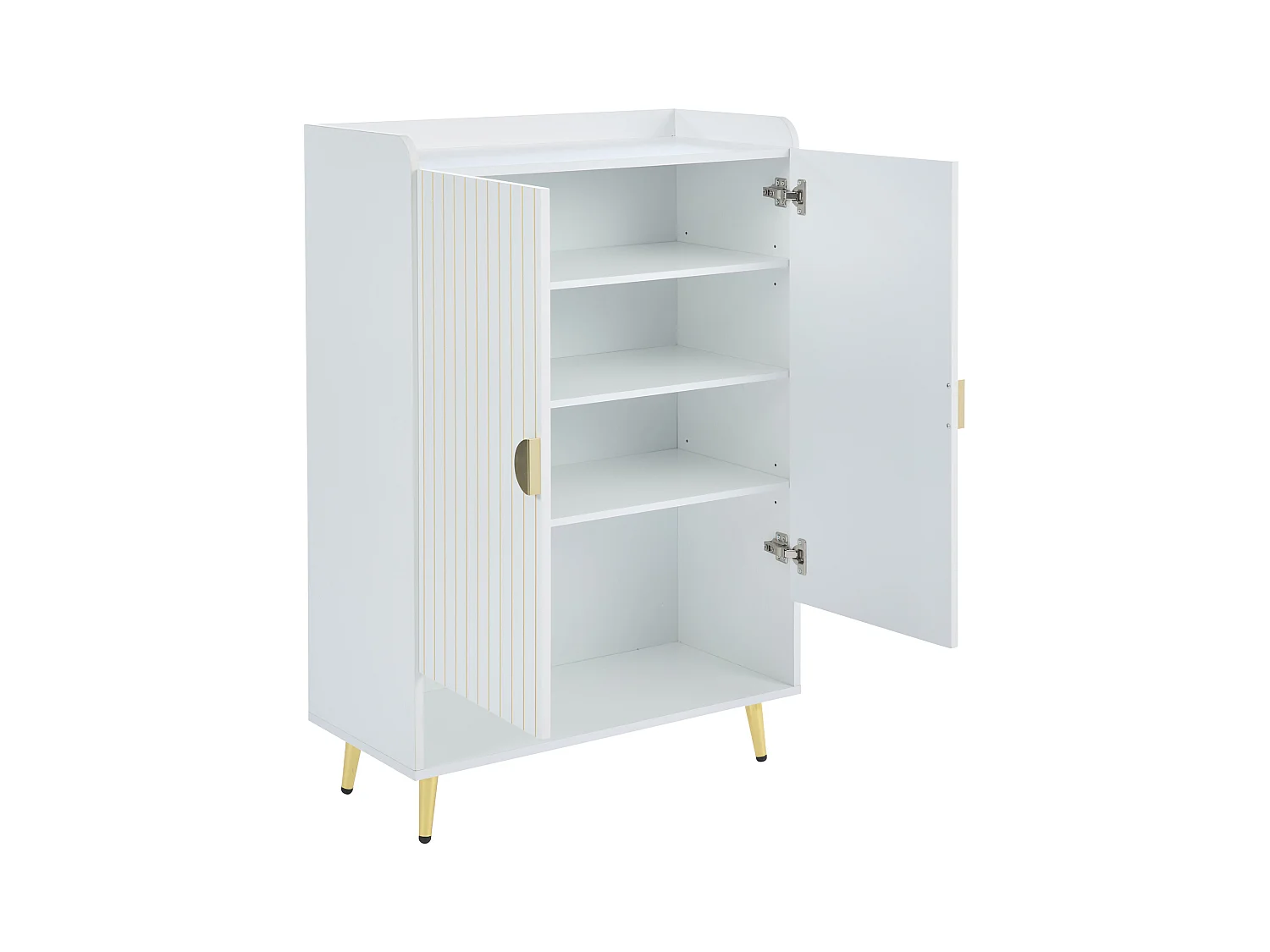 Meuble à chaussures 75 x 37 x 110 cm - Étagère à chaussures 3 niveaux - Tiroir inférieur ouvert - Avec 2 portes - Blanc