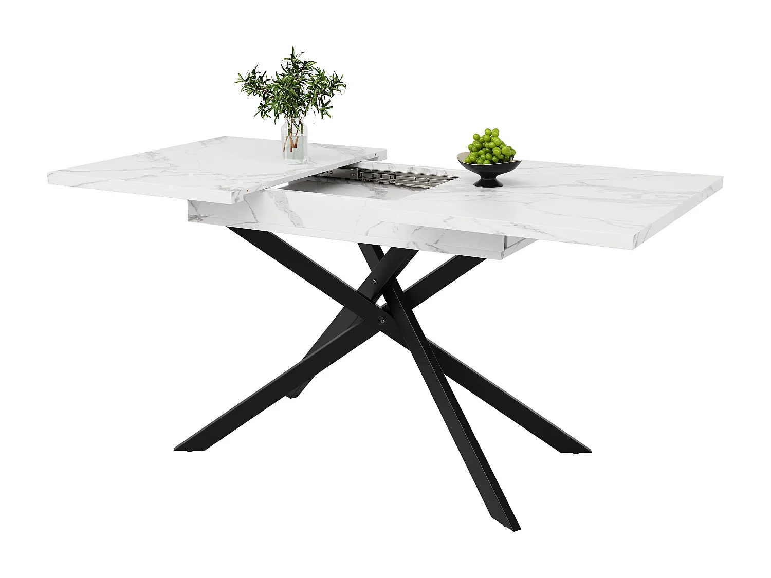 Tavolo allungabile 120-160x80x76.5cm - Per 6-8 persone - In MDF - Bianco e Nero