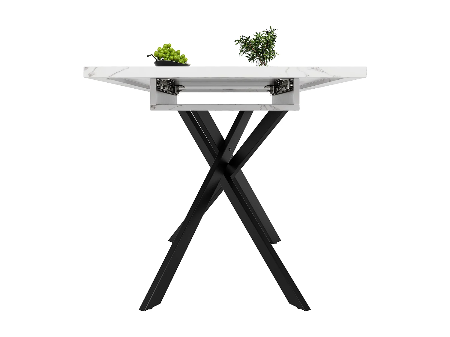 Tavolo allungabile 120-160x80x76.5cm - Per 6-8 persone - In MDF - Bianco e Nero