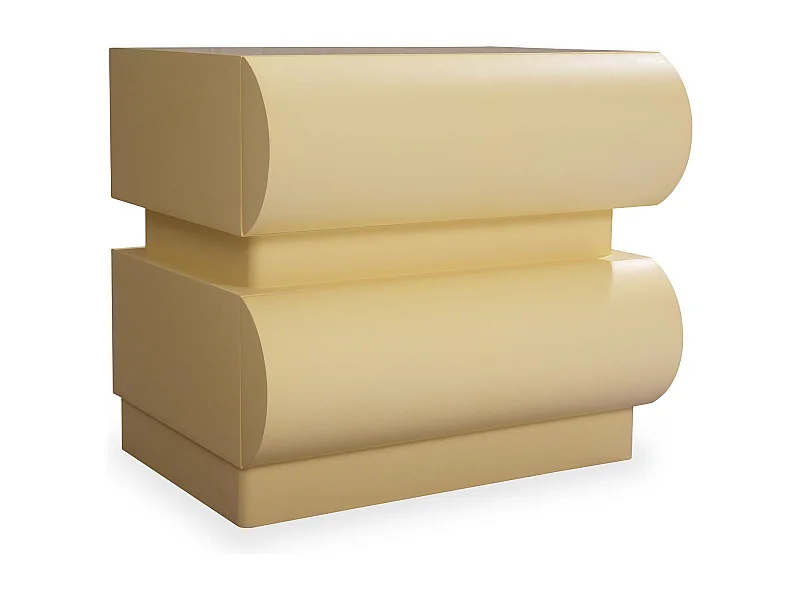 Table de chevet avec 2 tiroirs arrondis L45cm Mezade Beige