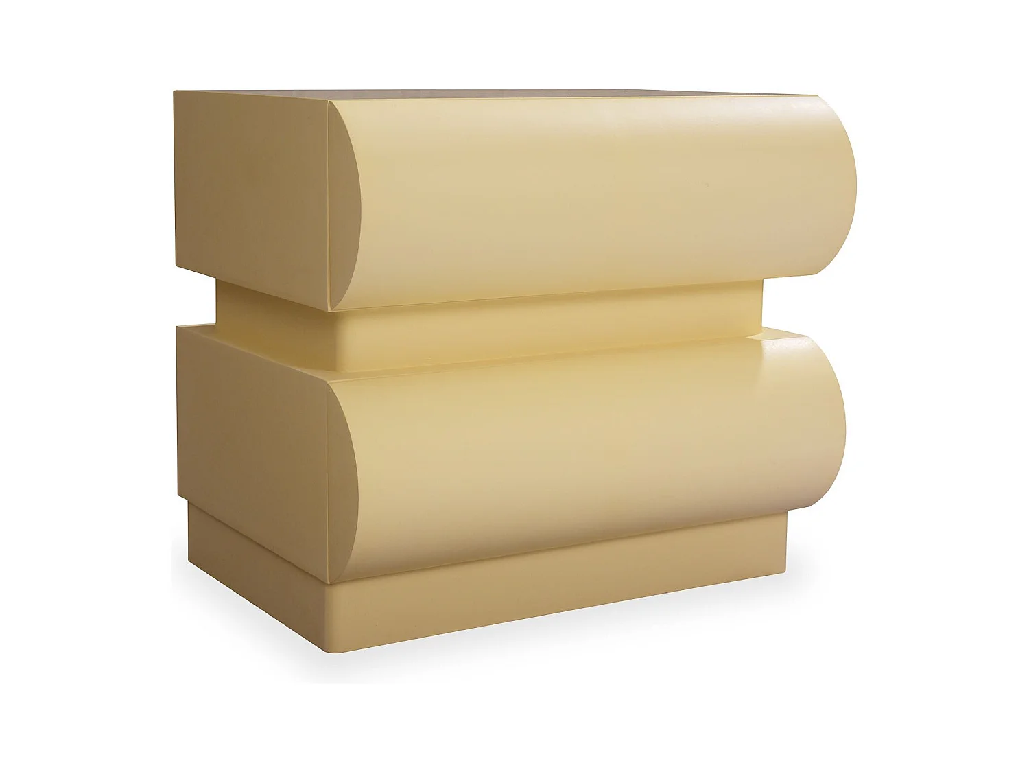 Table de chevet avec 2 tiroirs arrondis L45cm Mezade Beige