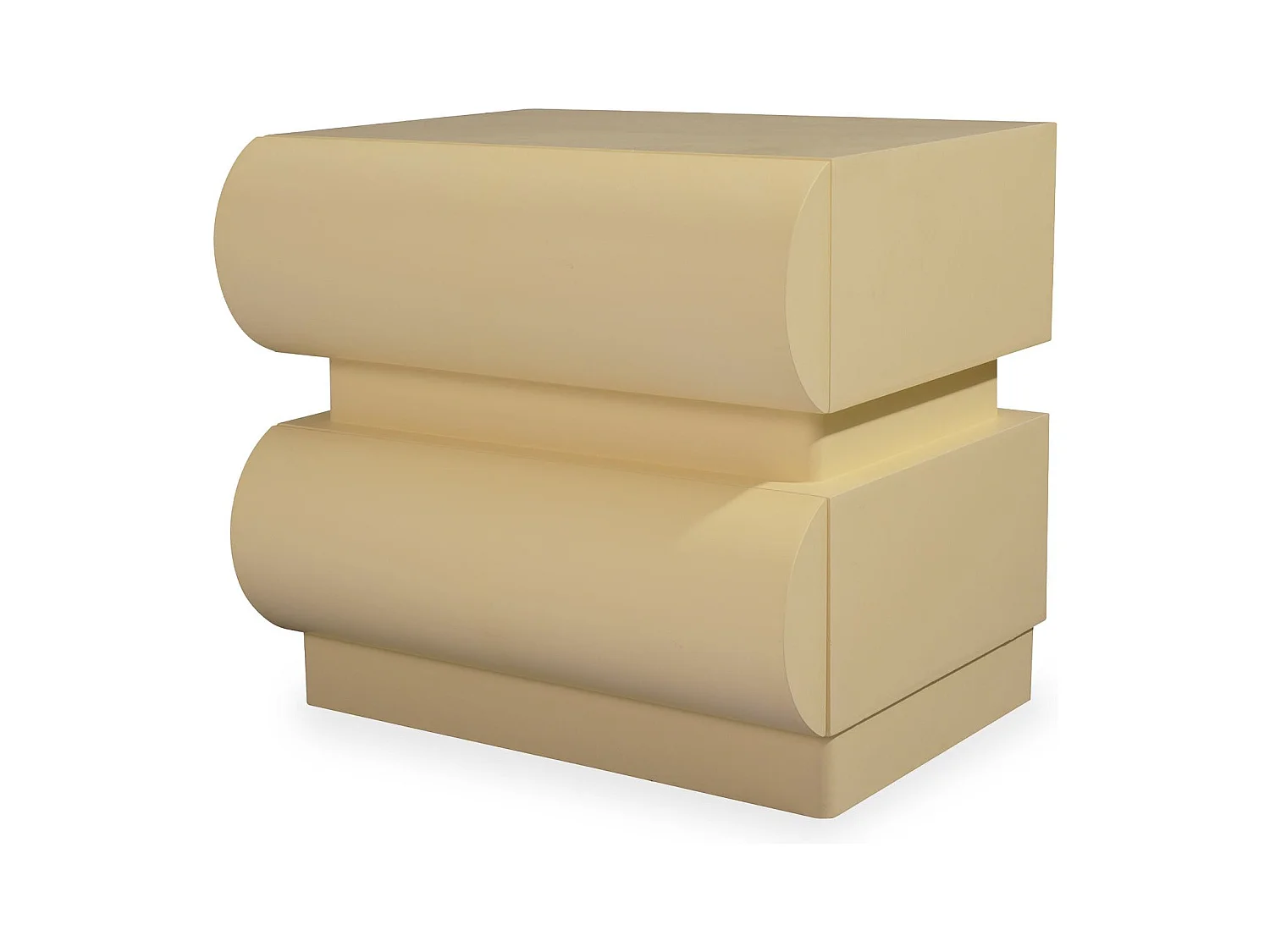 Table de chevet avec 2 tiroirs arrondis L45cm Mezade Beige