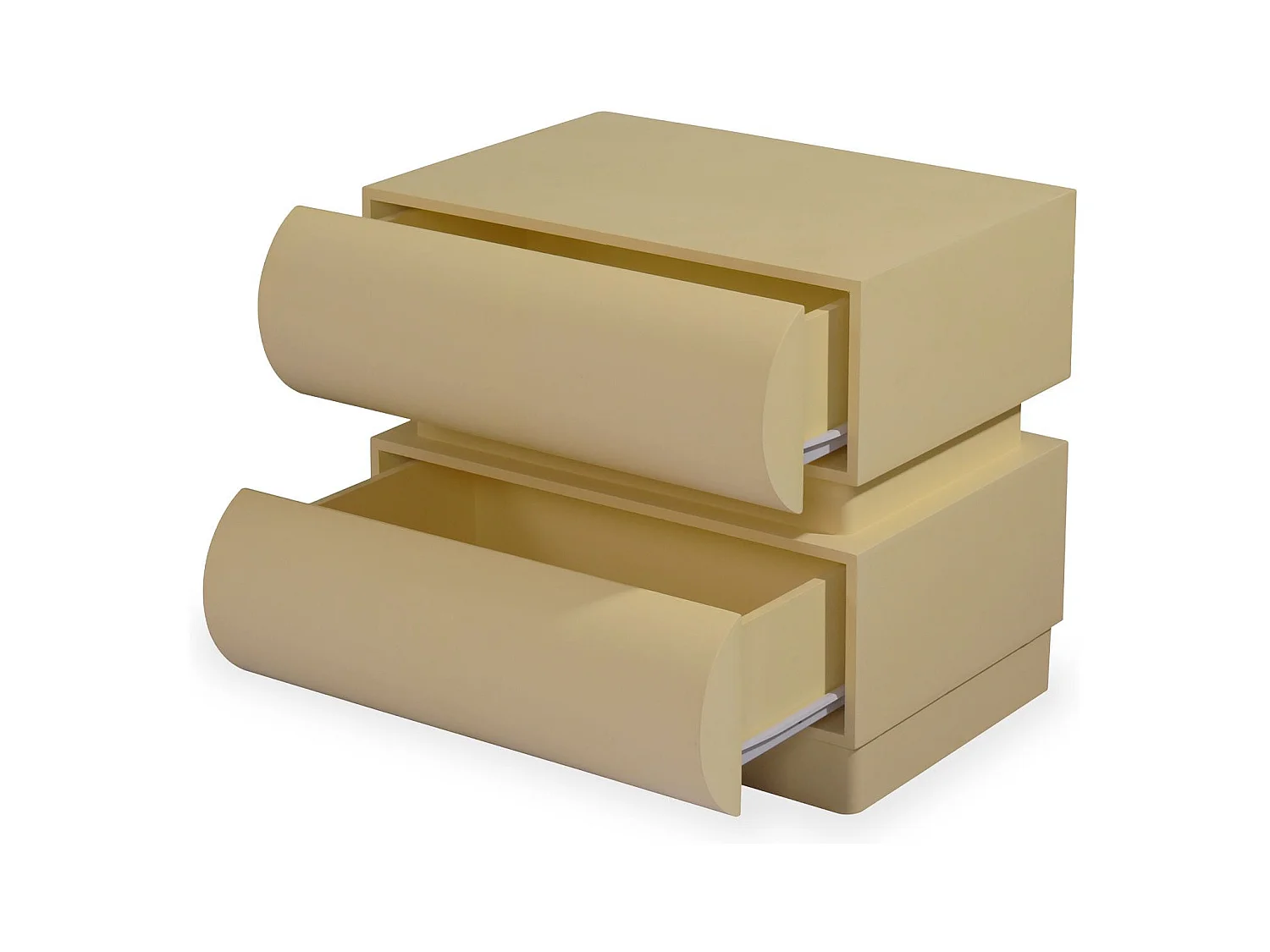 Table de chevet avec 2 tiroirs arrondis L45cm Mezade Beige