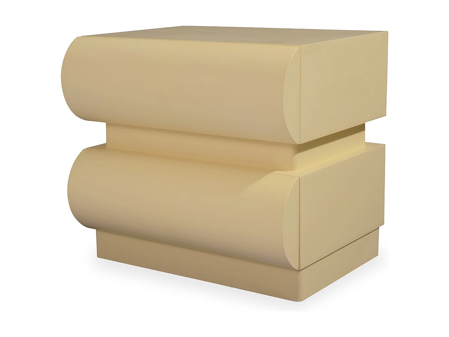 Table de chevet avec 2 tiroirs arrondis L45cm Mezade Beige
