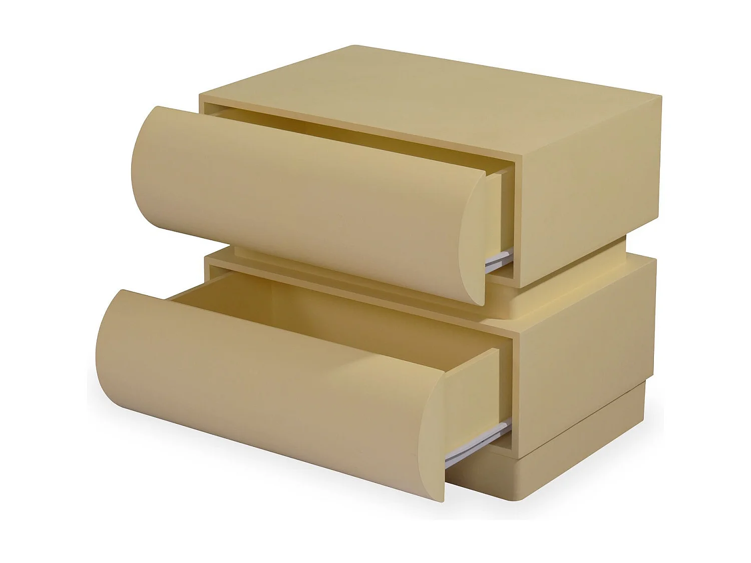 Table de chevet avec 2 tiroirs arrondis L45cm Mezade Beige