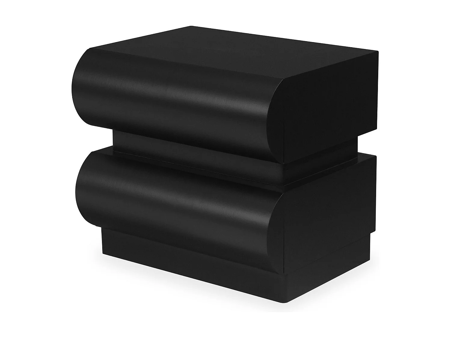 Table de chevet avec 2 tiroirs arrondis L45cm Mezade Noir