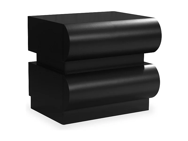 Table de chevet avec 2 tiroirs arrondis L45cm Mezade Noir