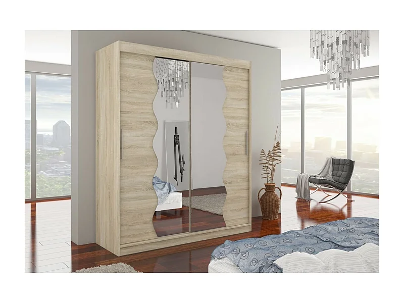 Armoire Tansas (180cm)/portes coulissantes/miroir/Sonoma