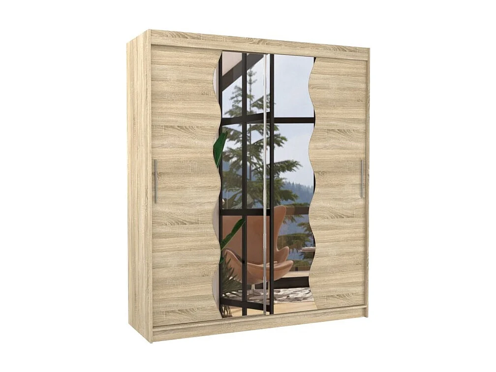 Kleiderschrank Tansas (180cm)/Schiebetüren/Spiegel/Sonoma