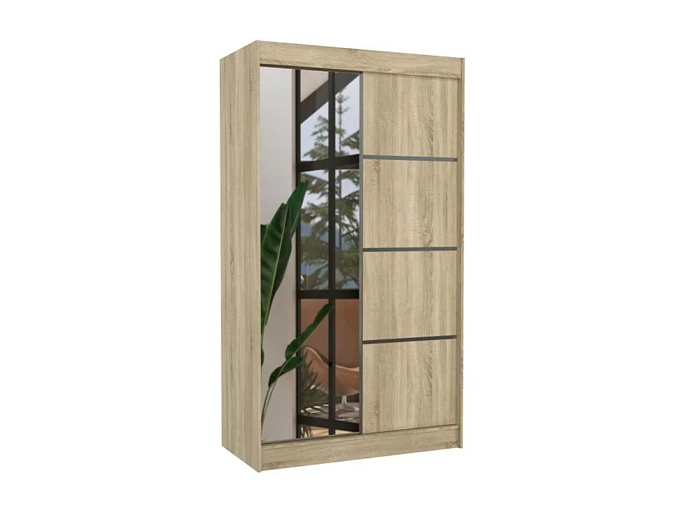Armoire Milton (120cm)/portes coulissantes/miroir/Sonoma