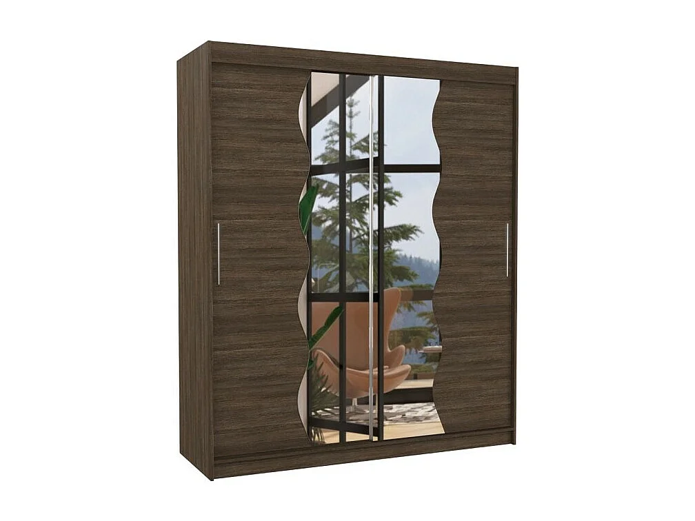 Armoire Tansas (180cm)/portes coulissantes/miroir/Marron