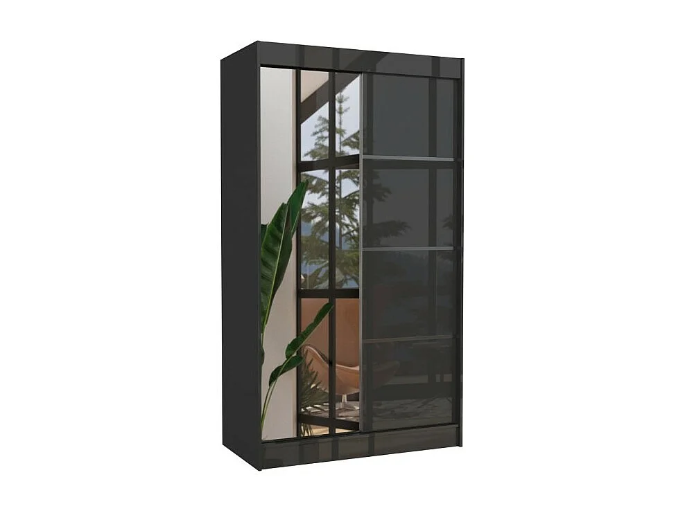Armoire Milton (120cm)/portes coulissantes/miroir/Noir