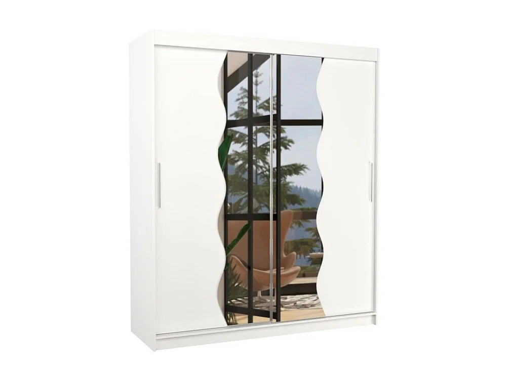 Armoire Tansas (180cm)/portes coulissantes/miroir/Blanc