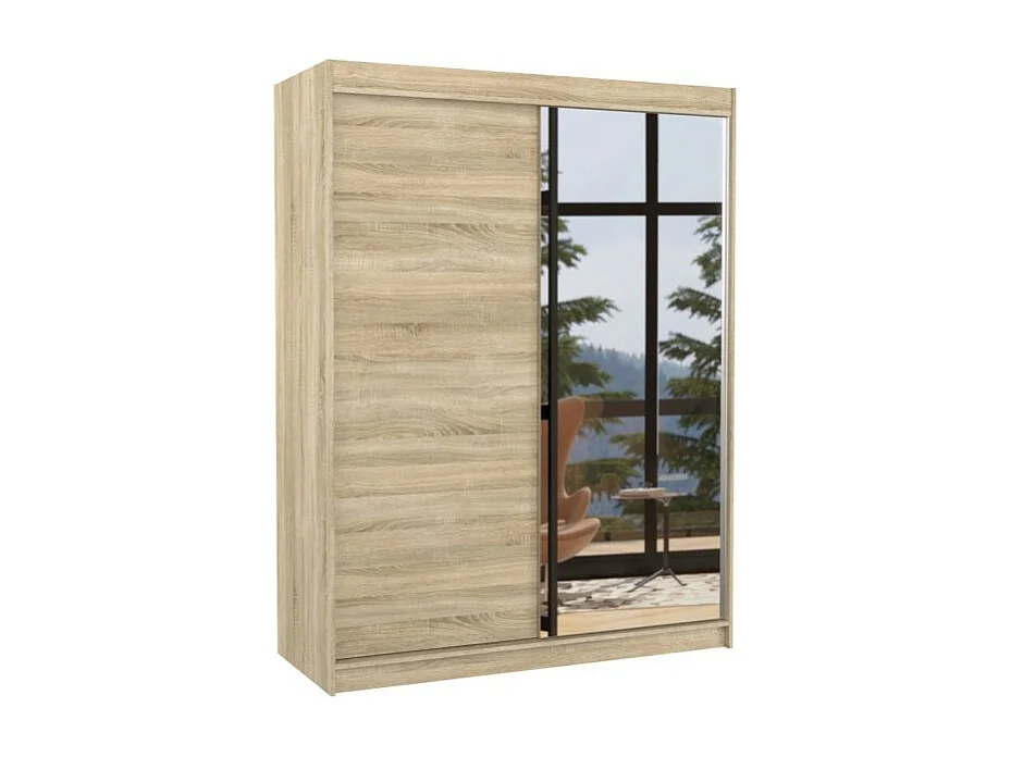 Armoire Jurgen (150cm)/portes coulissantes/miroir/Sonoma