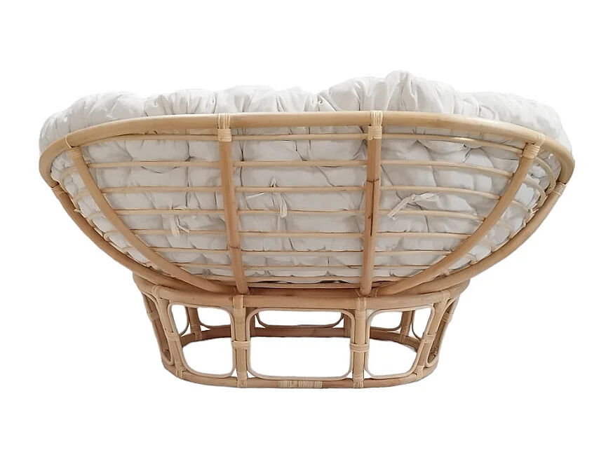 Fauteuil loveuse 2 places rotin naturel coussin blanc cassé - HAZEL