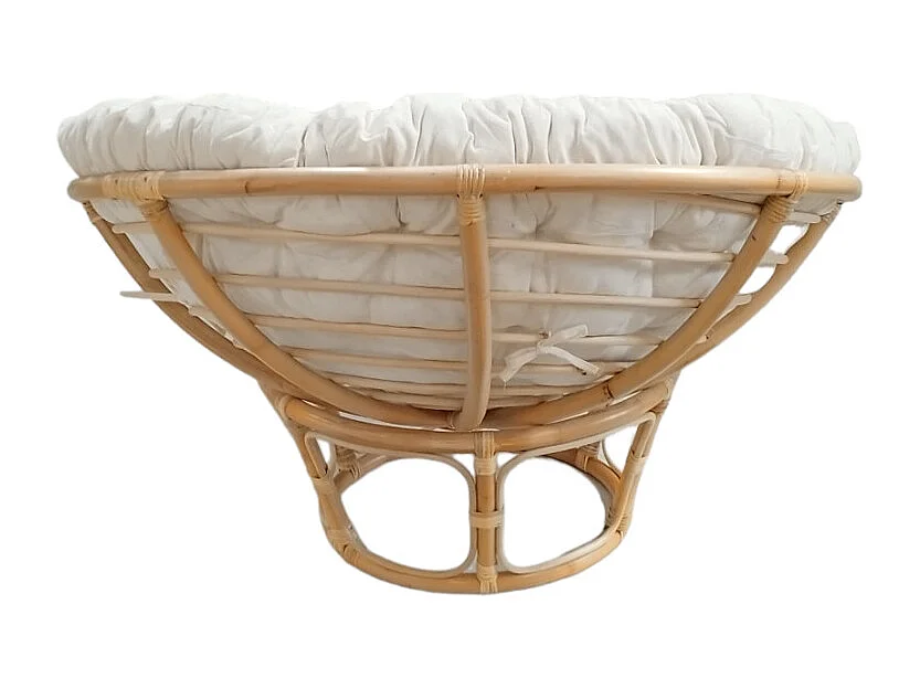 Fauteuil loveuse 1 place en rotin naturel coussin blanc cassé - HAZEL