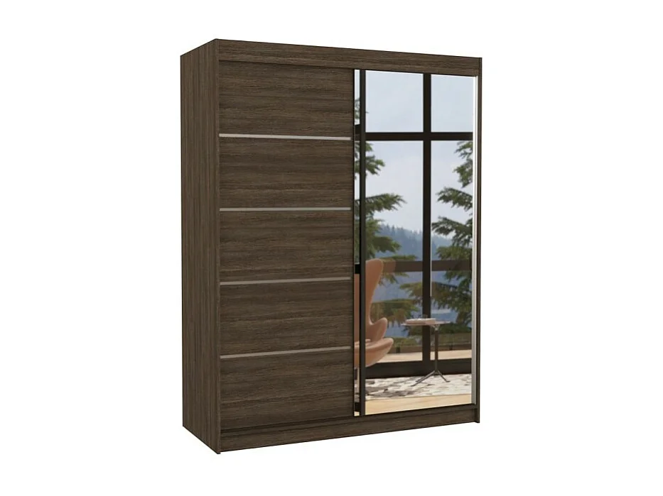 Armoire Zimbo (150cm)/portes coulissantes/miroir/Marron