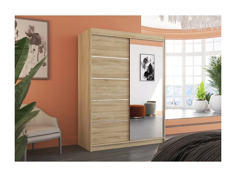 Armoire Zimbo (150cm)/portes coulissantes/miroir/Sonoma