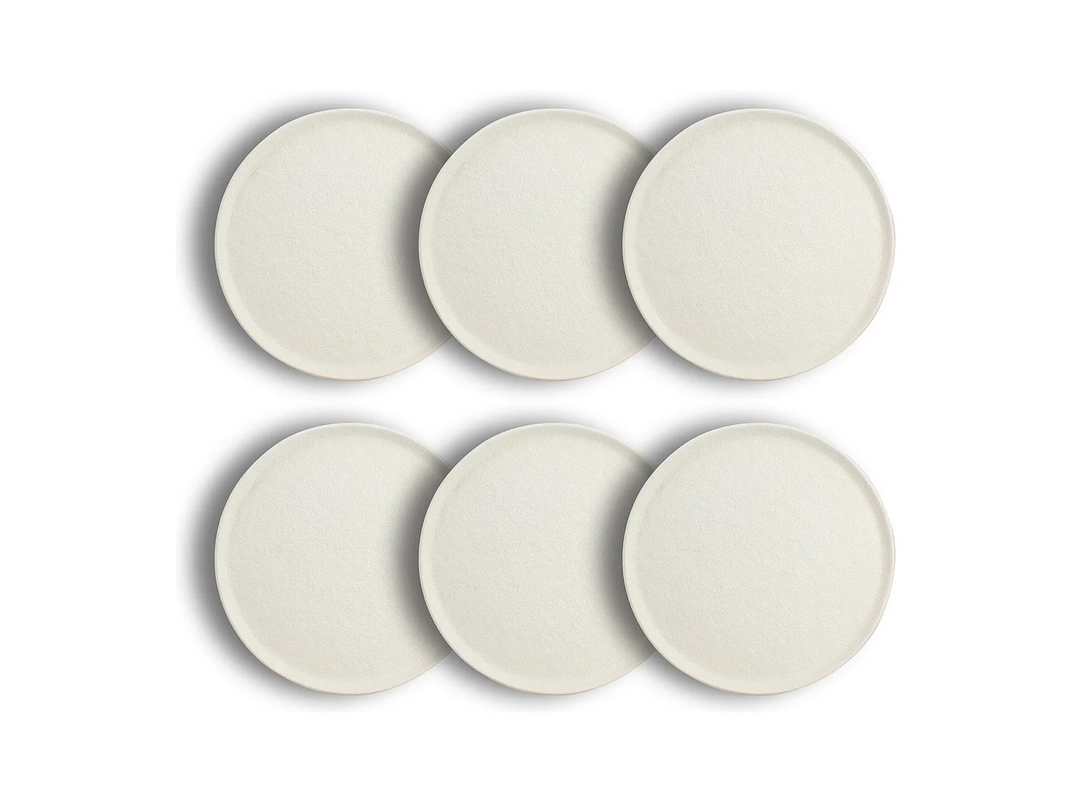 Ogo Living - Lot 6 Assiettes Plates Snowstack 27cm En Gres Blanc Mat