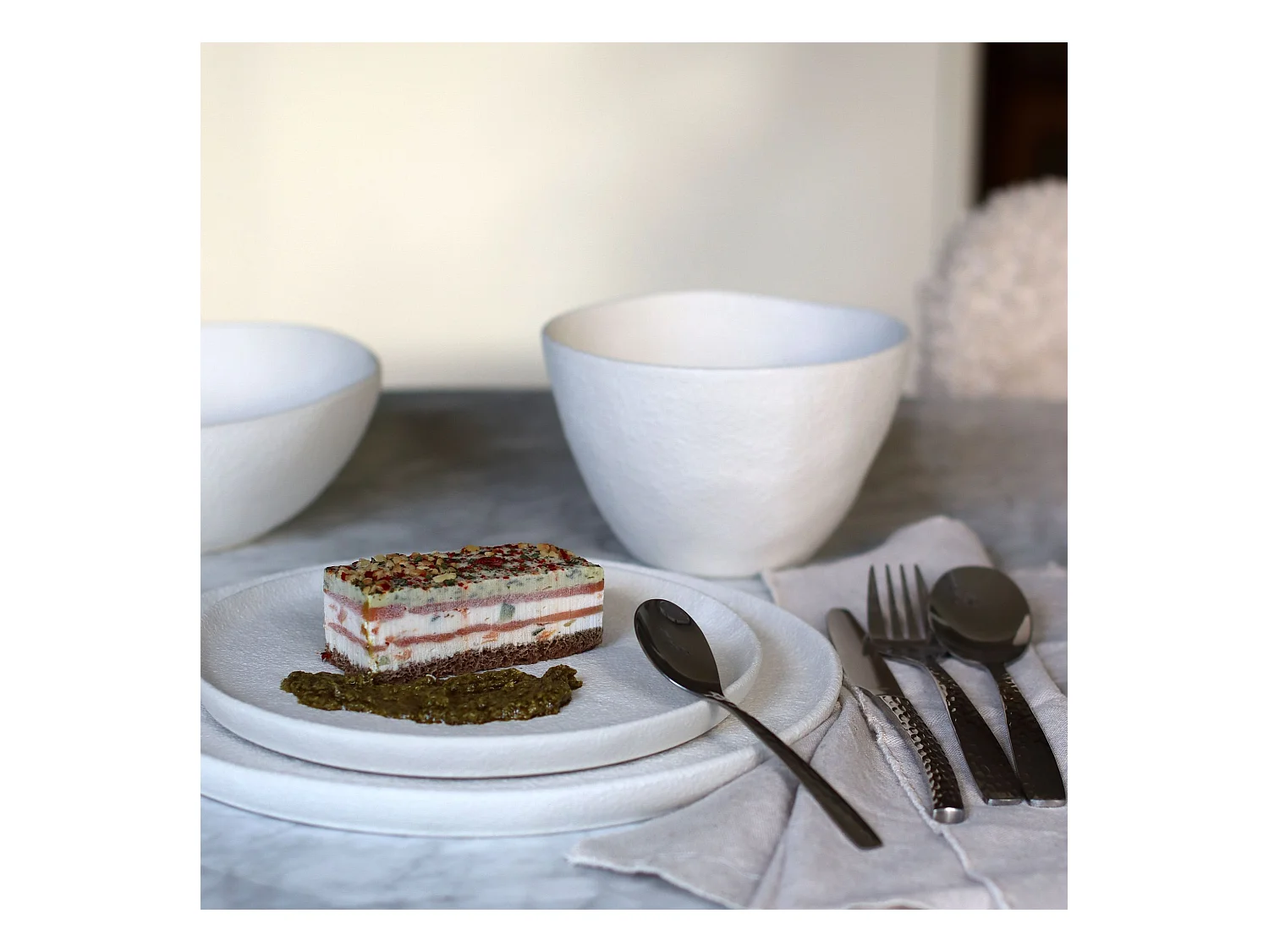 Ogo Living - Lot 6 Assiettes Plates Snowstack 27cm En Gres Blanc Mat