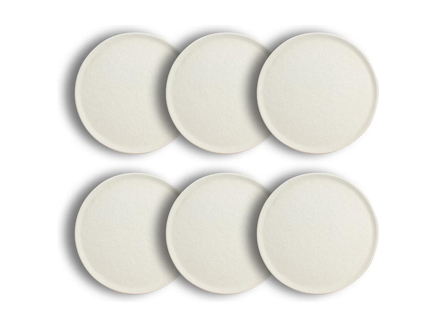 Ogo Living - Lot 6 Assiettes Plates Snowstack 27cm En Gres Blanc Mat